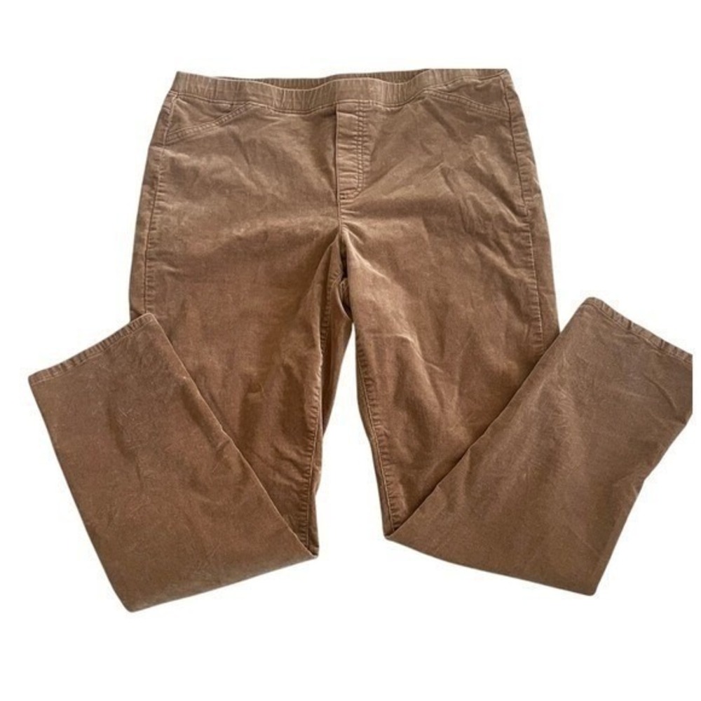 J. Jill Corduroy Ankle Pants Pull‎ On Tan Stretch Womens Large Tall Long